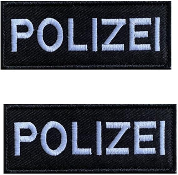 Heiorpai 2Pcs Germany Polizei Patch Embroidered Decorative Hook and Loop Fasteners Backing Patch