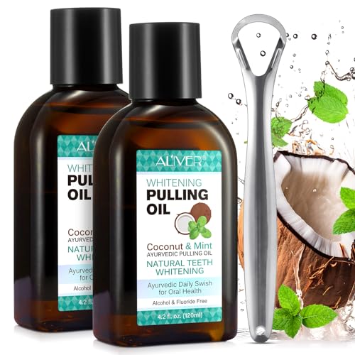 2Pack Coconut Oil Pulling for Teeth and Gums, Mint Flavor Coconut Oil Mouthwash, Natural Oral Care, Fights Bad Breath, Mouthwash Alcohol Free, Tooth Whitening, Gum Health, Dye Free, Preventing Cavitie