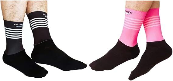 Cycling Socks Pro Mens Womens Riding Socks Bicycle Bike Athletic Sport Ankle Socks Road Cycling Stripe XC BMX MTB Black White