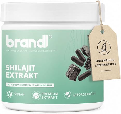 brandl® Shilajit Kapseln 500mg Extrakt mit 50% Fulvinsäure & 12% Huminsäure 10:1 Extrakt Shilajit Original 120 Kapseln