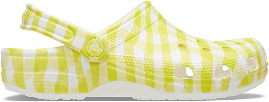 Crocs Unisex-Adult Classic Graphic Clogs, Daylily, 11 Women/9 Men