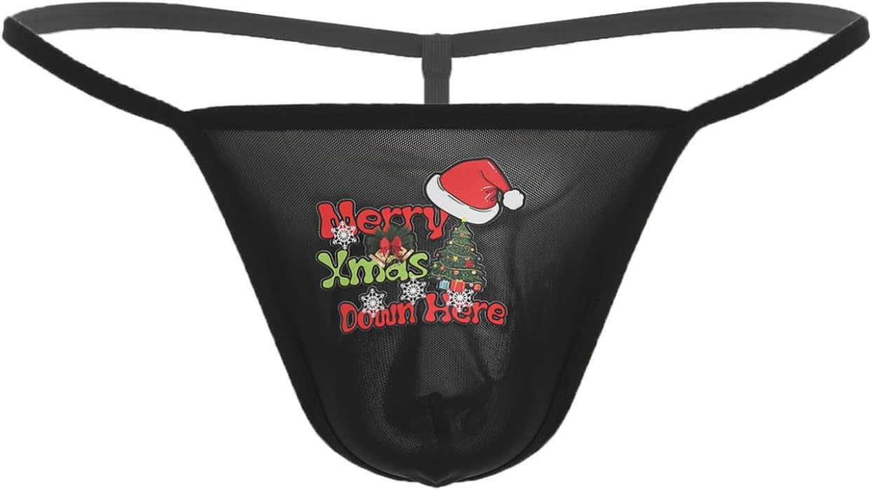 Jelory Men's Transparent G String Micro Thong Low Rise Stretch T Back Tanga Bikini Panties Adult