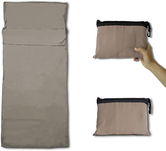 Lightweight Sleeping Bag Liner Camping Travel Sheets Ultralight Sleeping Bag Sack for Backpacking Hiking Hotel Hostels and Traveling, Stuff Sack Included