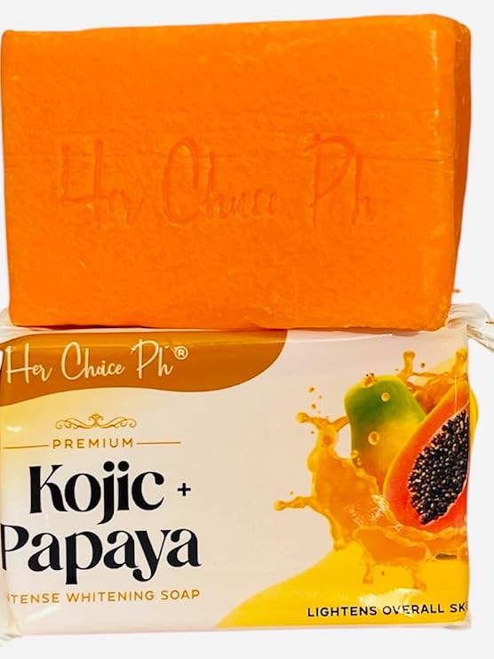 2 Bars Premium Kojic Acid & Papaya Soap 80g Each – Brightening Exfoliating Cleansing Bar, Even Skin Tone & Radiance Boosting Face & Body Soap