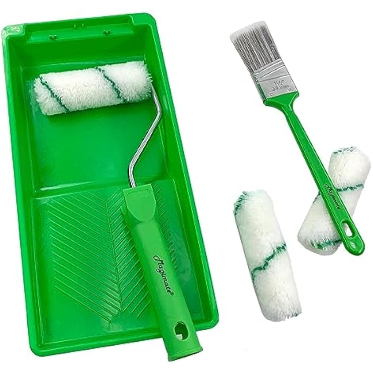 Small Paint Rollers with Brush and Tray for Quick Household Touch-ups, Mini Rollers for Painting, 4 Inch Stain Roller Kit Pack of 6