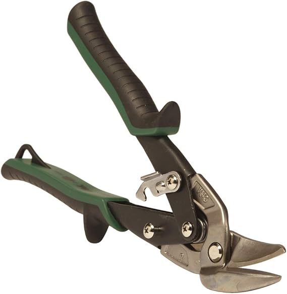 Malco AV7 Offset Aviation Snips (Right Cut- Green Grip) Power-Fit Ergonomic Hand Grips, Compound Action Sheet Metal Shears, Non-Slip Grip, Hardened Steel Blades