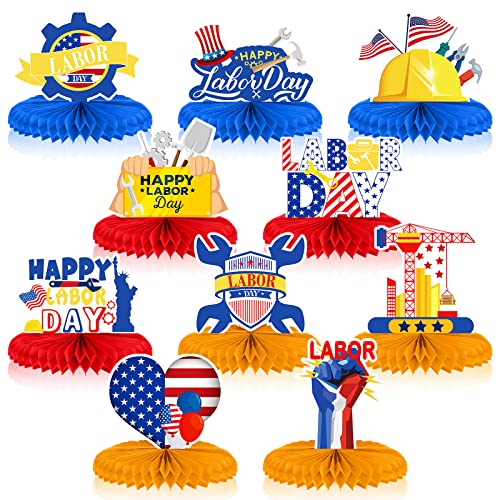 Jenaai 10 Pcs Labor Day Decorations Honeycomb Table Centerpieces Party Decorations Supplies for American Patriotic Party Supplies