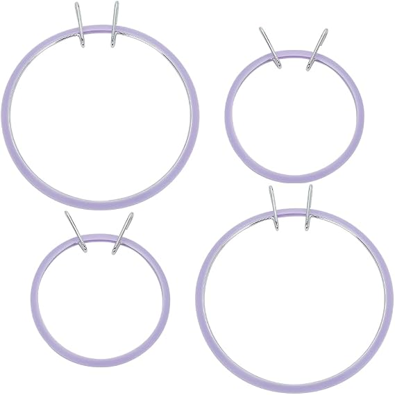 WEBEEDY 4 Pcs 2 Sizes Metal Spring Tension Embroidery Hoops Darning Hoops Cross Stitch Hoop Circle Round Frame for Handy Sewing Embroidery and Cross Stitch Beginners,4.7 Inch 6.8 Inch