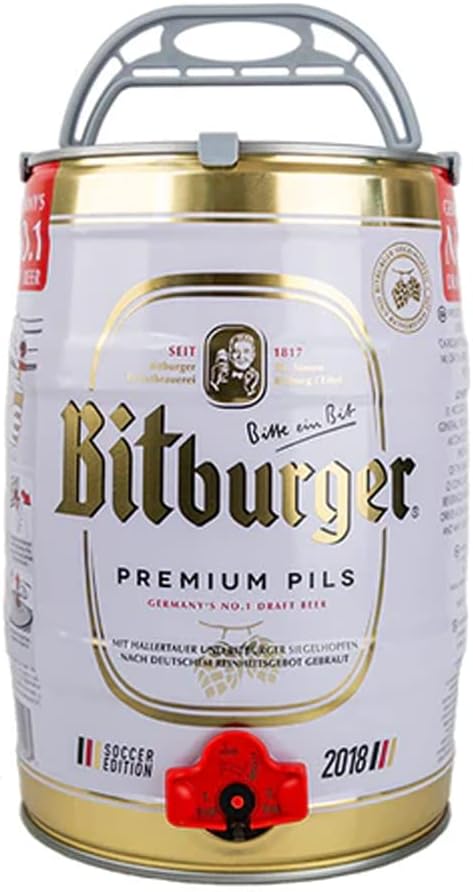 Bitburger Premium German Pils 4.8% | 5 Litre Mini Kegs | Crisp & Refreshing Pilsner | German-Brewed | Perfect for Parties & Gatherings