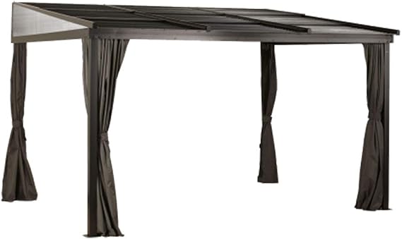 Sojag 10' x 12' Francfort Wall-Mounted Hardtop Gazebo Outdoor Weather-Resistant Aluminum Frame Sun Shelter