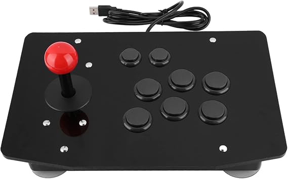 Arcade Joystick, USB Arcade Fighting Stick Street Rocker Fighter Handle Button Controller with Acrylic Panel DIY Game Controller Replacement Parts Adjustable Competition Style