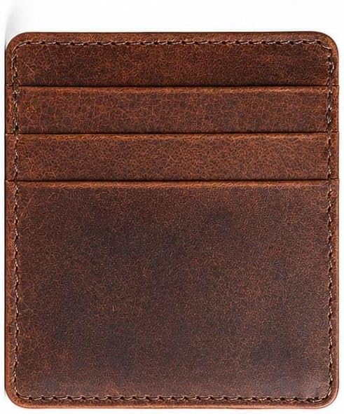 Leather Slim Wallet, Front Pocket Minimalist Design, Leather Credit Card Holder,Leather Wallets for Men and Women (Brown)