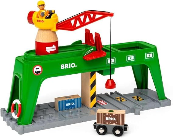 Brio Konteyner Vinci, Oyuncak | BRIO dünya setleriyle uyumlu konteyner kaldırma vinci, yaratıcı oyunu teşvik eder, dayanıklı ahşap tasarım, 3 yaş ve üzeri