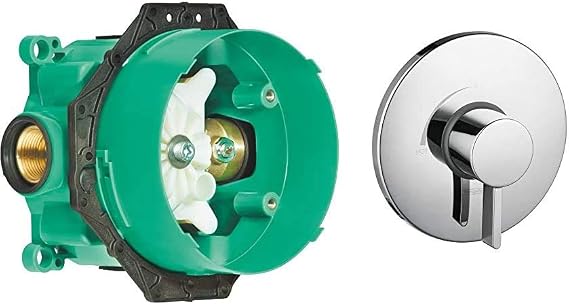 hansgrohe iBox Universal Leak Preventing Valve Rough-in with Service Stop for Standard Shower Trims  Ecostat Modern Minimalist Easy Control 1-Handle 7-inch Wide Pressure Balance Shower Valve Trim