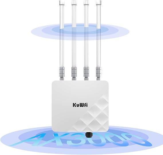 KuWFi Outdoor WiFi 6 Access Point, 3000Mbps,IP67, PoE+, Cloud Managed