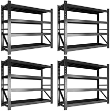 JBLCC 6400LBS Garage Shelving Heavy Duty 63" W Storage Shelves 4-Tier Adjustable Metal Steel Shelving Unit for Industrial, Commercial Basement, Warehouse, 63'' W x 63''H x 24'' D, 4 Sets