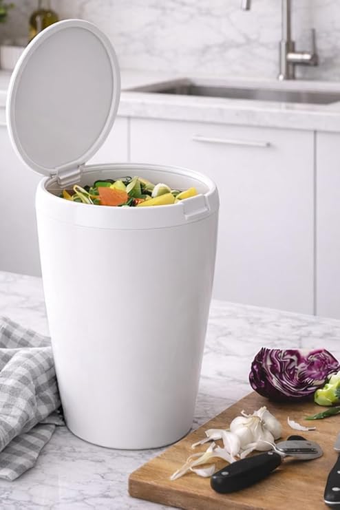 6 LT Banyo Mutfak Tezgah Üstü Çöp kovası - Beyaz