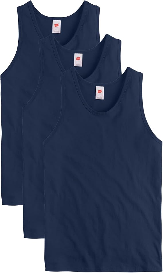 Hanes Men's Essentials Tank Top Pack, Midweight Cotton Tanks, Sleeveless Shirts, 3-Pack