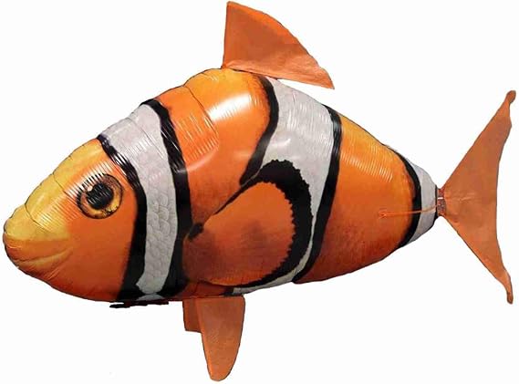 Remote Control Flying Shark Toy, Inflatable RC Balloon Up to 40 Feet with Nylon Material, for Indoor Family Fun Birthday Party Wedding (Orange Clownfish)