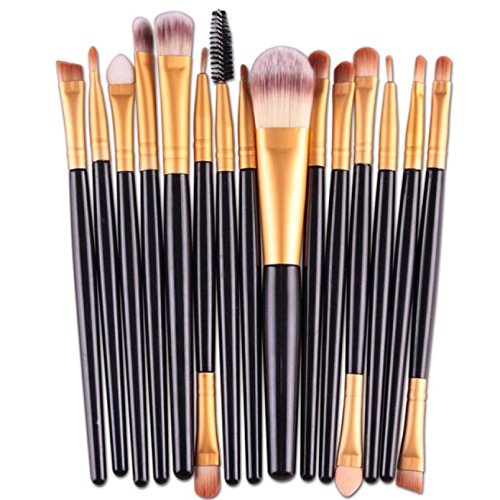 Newly Design 15 pcsSets Eye Shadow Foundation Eyebrow Lip Brush Makeup Brushes Tool Sets&Kits Black Color