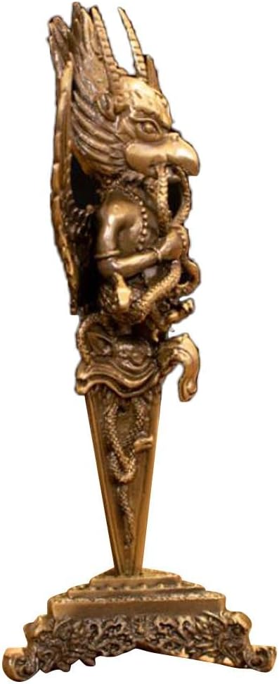 Tibetan Buddhism Garuda Dhwaja Vajra Dorje Phurba with Base - Handmade Metal le for Ritual and ion, Home/Office/Car Decoration, Unique Buddhist Gift, 10x18cm