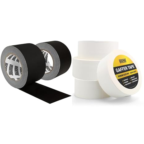 Lockport 4 Pack White Gaffer Tape 30yds x 2inch and 2 Pack Black Gaffer Tape 30yds x 3 inch Bundle