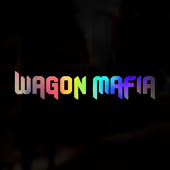 Wagon Mafia Sticker Holographic Chrome Oil Slick Vinyl Decal 200mm | Outdoor-grade waterproof vinyl, precision cut with no background, for cars, vans, windows, bumpers, campers, caravans & 4x4s
