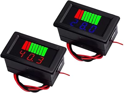 Digital Voltmeter for Car,Marine Battery Voltage Gauge,Motorcycle Voltmeter with LED Display,12V 24V 36V 48V 72V Voltage Meter,DC 6-100V Batt for MonitorWaterproof red