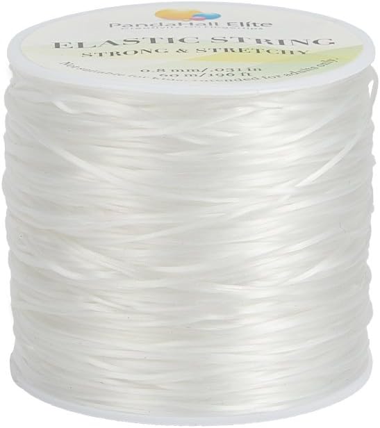 PH PandaHall 60 Yards Clear Elastic String Cord, 0.8mm Polyester Stretch Thread Elastic Bracelet Rope Crystal Beading Cord for Party Decor Jewelry Bracelet Making