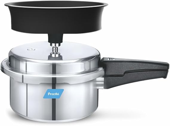 Preethi Aluminium Outer Lid 3 Litres Pressure Cooker with Spill Splash Shield (Induction Base)