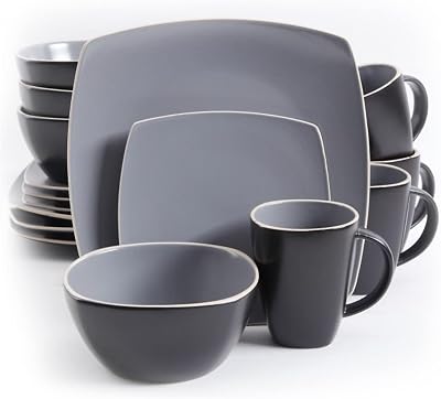Gibson Soho Lounge Matte 16pc Dinnerware Set, GrayBlack 93597336M