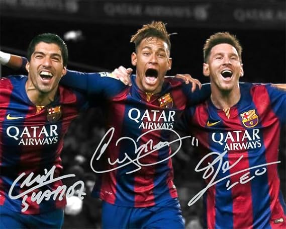 Ikonic Fotohaus Lionel Messi Neymar Jr Luis Suarez Signed Photo Autograph Print Wall Art Home Decor