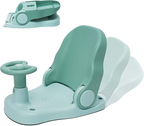 Baby Bath Seat with Adjustable Backrest Suction Cup Foldable Anti-Slip Baby Shower Chair Portable Kid Child Bathtub Seat for Sit- Up Bathing Suitable for 6-24 Months Babys Toddlers Bath
