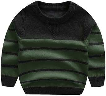 Peecabe Toddler Baby Cable Knit Sweater for Boys Long Sleeve Crewneck Striped Cotton Pullover Sweatshirt Fall Winter 1-5T