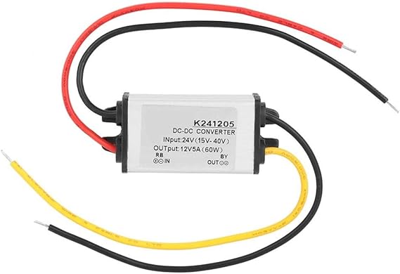BuyWeek Step Down Converter DC-DC Converter 24V to 12V 5A Aluminum Shell Step Down Converter High Efficient Conversion, for Robots, Audio, Solar Power Generation Systems ect