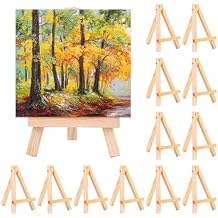 Eboot 12 Pack 5" Mini Wood Display Easel Natural Wooden Tripod Holder Stand Artist Mini Easel Tabletop Canvas Stand for Painting Arts Crafts Easels for Display Card Photo