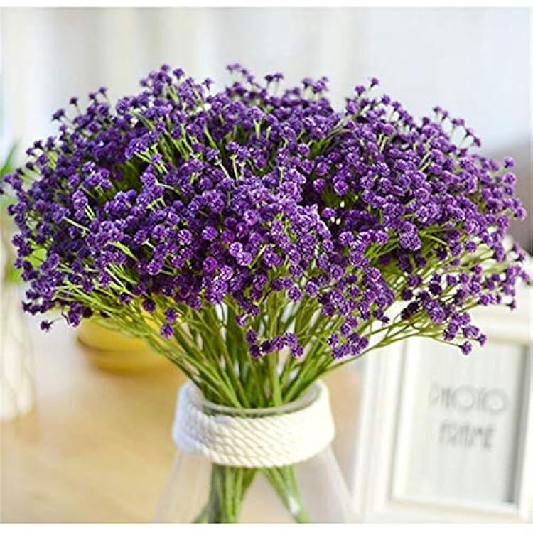 Artificial and Dried Flower 1pcs 7 Bifurcation Babys Breath Silk Artificial Flower for Wedding Party Decorations Fake Rose Flowers Home Garen Supplies -  Color: Purple