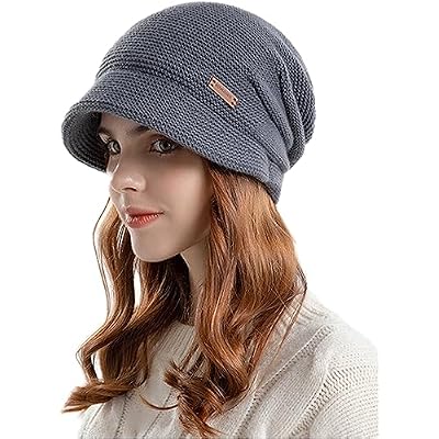 Womens Knitted Hat Warm Winter Hat Beret Cap Peaked Cap Beanie Hats