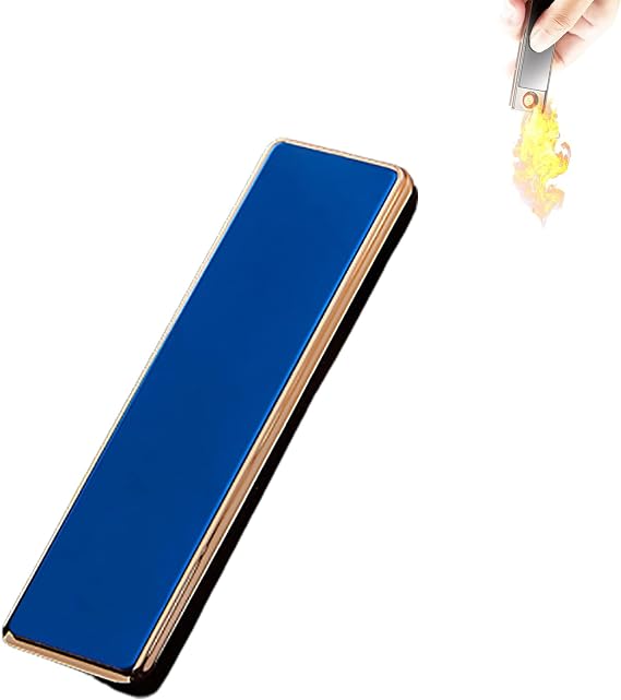 Windproof USB Arc Lighter, USB Rechargeable Lighter, Slim Profile Coil Lighter, Plasma Dual Arc Lighter, Windproof Flameless Lighter (Blue)