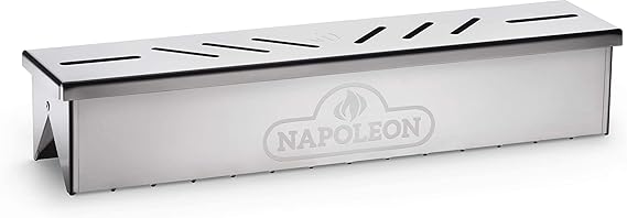Napoleon Stainless Steel Smoker Box 67013 Add Smoky Flavor to BBQ, Easily Turn Gas Grill Into Smoker, Add Wood Chips or Chunks to Smoke Food on Barbecue 16.25 x 2.54 x 3.5
