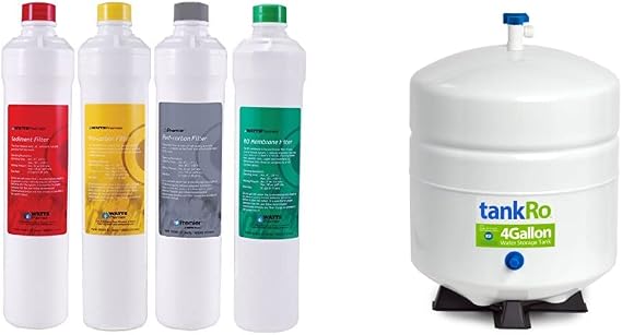 Watts Premier WP531160 RO Pure Plus Reverse Osmosis Water Filter Replacement Kit, Multi, 4 Pack | tankRo RO132-TNK RO Water Filtration System Expansion Tank 4 Gallon Capacity