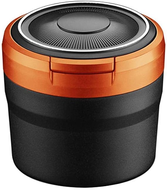 Car Ashtray with with Lid and LED Light, Portable Mini Ashtray Smoking Stand Cylinder Cup Holder Car Trash Can for Outdoor Travel Home Use