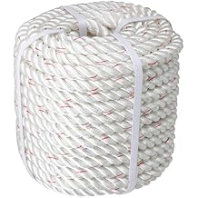 Braid Polyester Rope, Arborist Rigging Rope for Tying, Clothesline, Swing 3/4 Inch x 100 Feet(White/Red)