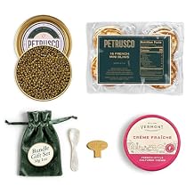 PETRUSCO Royal Ossetra Caviar Gift Set, 30g - Gourmet Food Set with Blinis, Creme Fraiche, Pearl Spoon & Opener