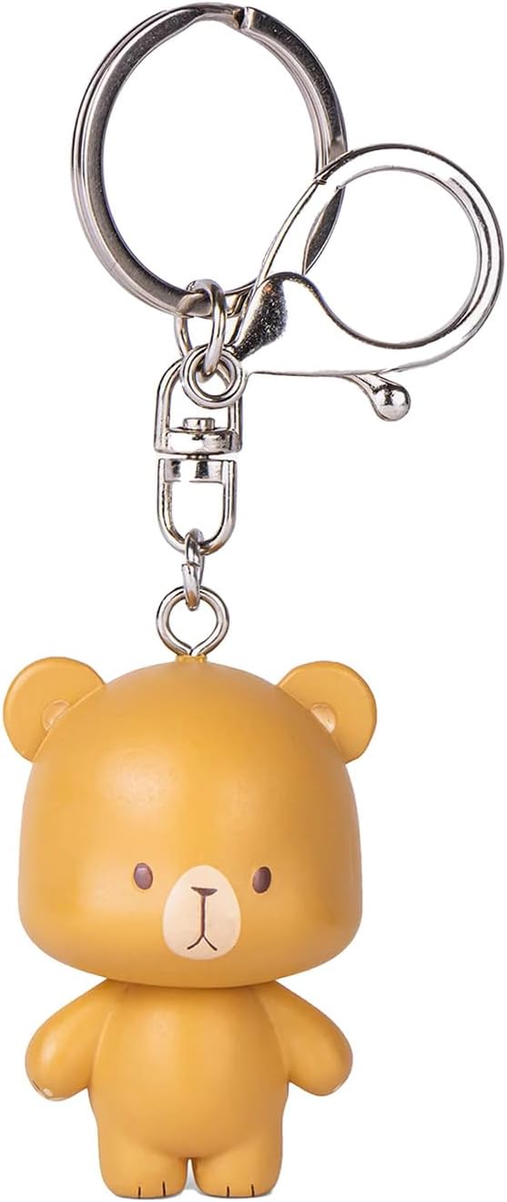 Milkmochabear Milk Mocha 3D Figurine Keychain - Cute Vinyl Key Chain for Handbags, Purses, Bags and Backpacks, Metal Keyring