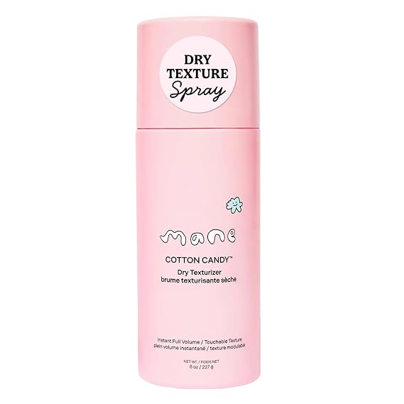 Mane Cotton Candy Dry Texture Spray - Volumizing Spray for Fine Hair - Lightweight Hair Styling Spray with Root Lift & Soft Tousled Texture - Heat Protection 380F - No White Cast (8 Oz)
