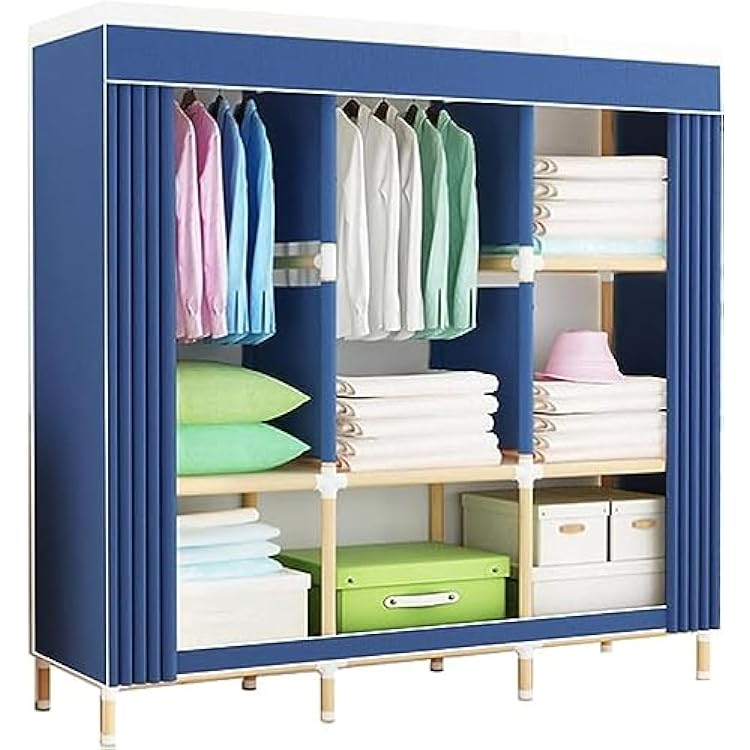 Portable Wardrobe,Temporary Cabinet Clothes Closet Foldable Wardrobe with Hanging RodSize:168  165  45CM
