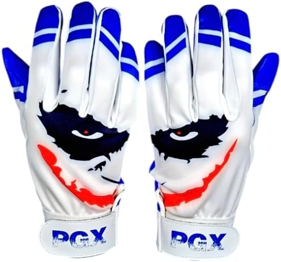 PGX Baseball Smiley Baseball Batting Gloves - Adult & Youth Baseball & Softball Gloves, Leather Palm, Wrist Strap for Secure Fit (Adult Large)