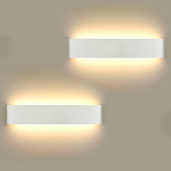 ChangM LED Wall Lights Indoor 40cm,2 Pack 16W Aluminum Wall Lamps 3000K Warm White Modern Style Up and Down Wall Light,Perfect for Bedroom Bathroom Living Room Hallway Kitchen Corridor Stairs (White) [Energy Class E]