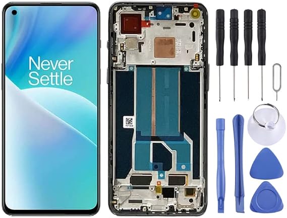 AMOLED LCD Screen for OnePlus Nord 2T CPH2399 CPH2401 Digitizer Full Assembly with Frame (Black)